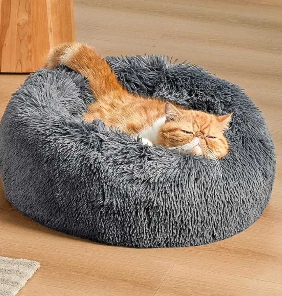 Cozy Gray Cat Bed